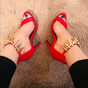 Red and gold High heel sandals